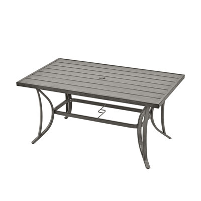 Houser Rectangular Metal Outdoor Dining Table With Umbrella Hole , 60'' in. W 36'' in. D