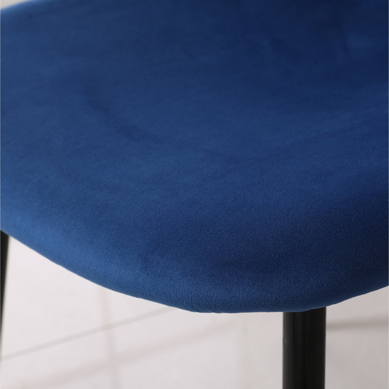 Ensemble de salle à manger rond à tréteaux avec 4 chaises élégantes Evatt, Bleu