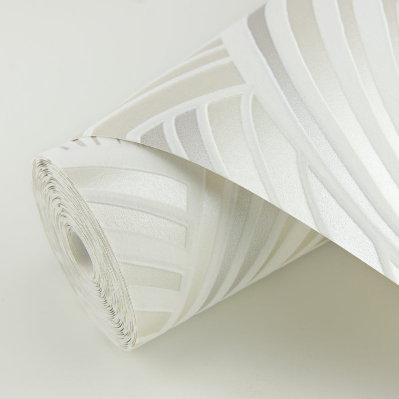Rouleau de papier peint L 33 pi x l 20,5 po Muller Art Deco Leaves, Blanc