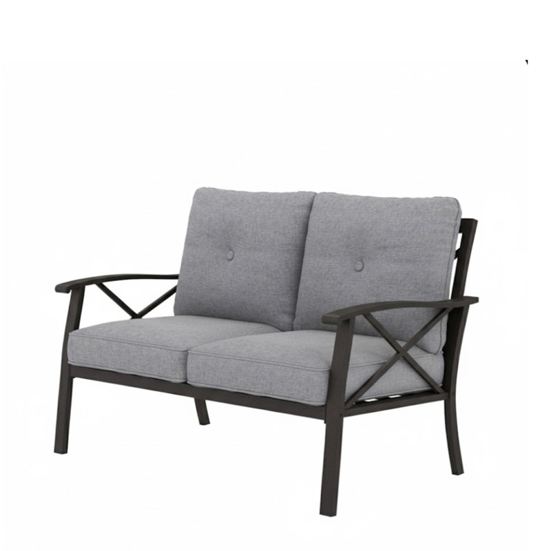 Causeuse d'extérieur 48 "avec coussins, Gris