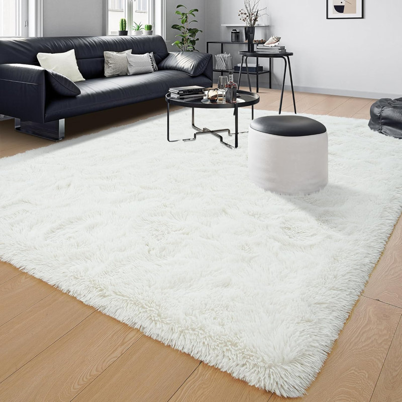 Shahen Rectangle Shag Area Rug, Rectangle 8' x 10', Cream