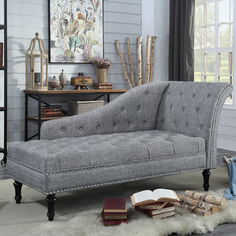 Chaise longue élégante de qualité décontractée, Gris, Orienté à droite, Noir, noir, noir, noir