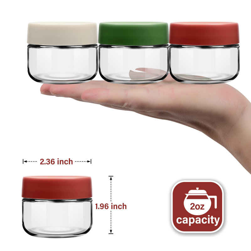 6-Pack Salad Dressing Containers To Go, 2Oz Glass Sauce Condiment Dip Container