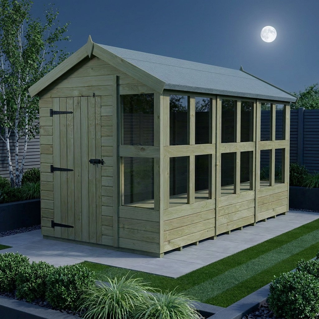 Total Sheds 12ft x 6ft Apex Potting Shed - Built-in Two-Tier Bench - Pressure Treated Timber - UK Manufactured