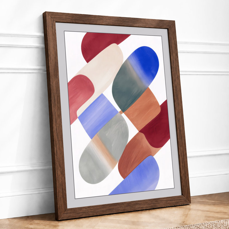 Geometric Rhythm Abstract - Framed Print, A3 - 42.0 x 29.7 cm, Walnut