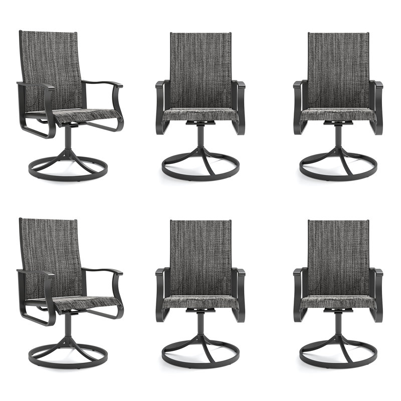 360° Swivel Rocking Outdoor Dining Armchairs for Patio & Garden (Set of 6), 6, Gray