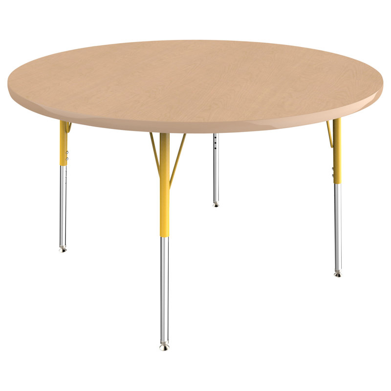 Table ronde à hauteur réglable, 48", Érable / jaune, Gris