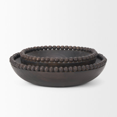 Aleandro Wood W/ Wood Beads Round Bowls