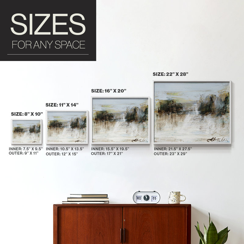 Wintery Horizon I - Reproduction encadrée - Restickable, H 22 po x l 28 po, Blanc