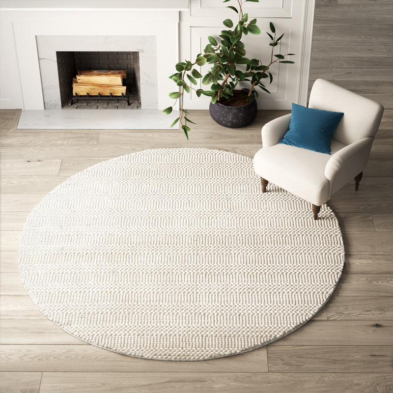 Tapis blanchi fabriqué à la main Stanwick, Rond 3 pi