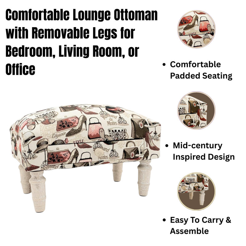 Modern Tre 40cm Wide Rectangle Ottoman – Comfortable Storage Footstool for Bedroom, Living Room, or Lounge