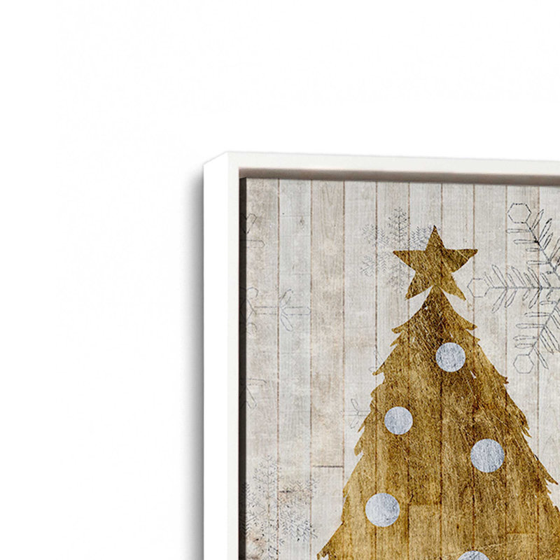 Imprimé d'arbres de Noël métalliques, H 12,75 po x l 18,75 po x P 1,75 po, Cadre blanc
