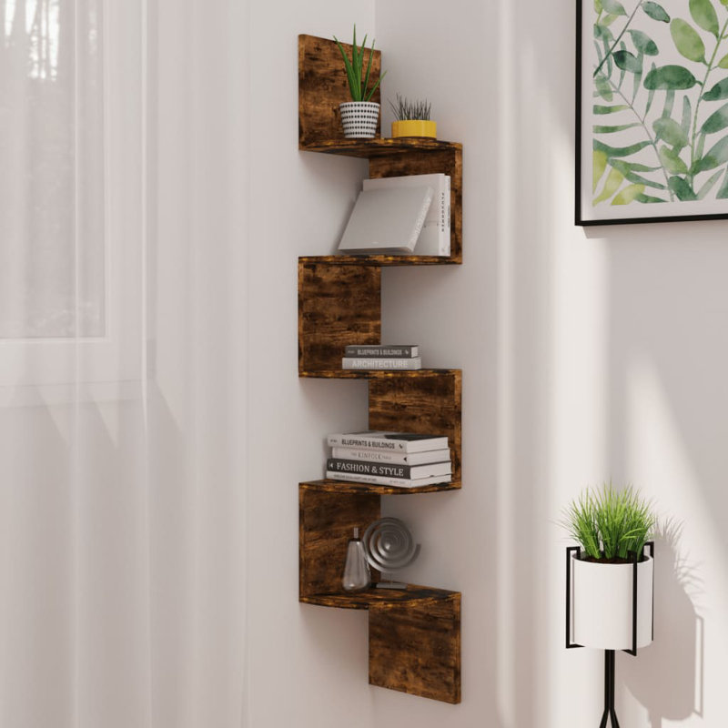 Aydali 5 Piece Corner Shelf, White, 127.5cm H x 20cm W x 20cm D