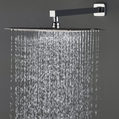Bathroom Luxury Rain Mixer Combo Set Wall Mounted Rainfall Shower Head System Polished Chrome, (Contain Faucet Rough-In Valve Body And Trim)