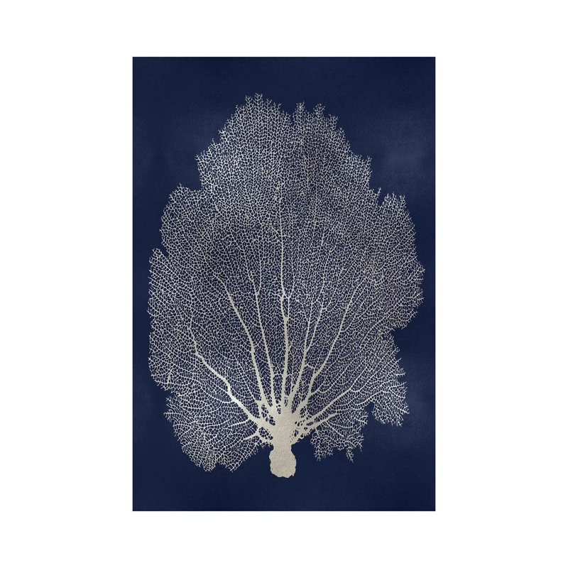 «Sea Fan Silver on Blue II» par Melonie Miller - impression sur toile tendue, H 26 po x l 18 po x 1,5 po
