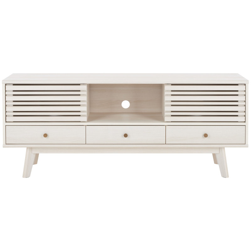 Topeka 3 Drawer 1 Shelf TV Stand, Bleached White