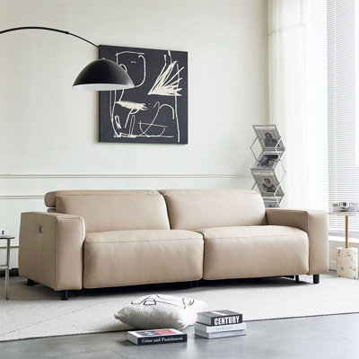 Creamy-white Genuine Leather Modular Sofa cushion Loveseat