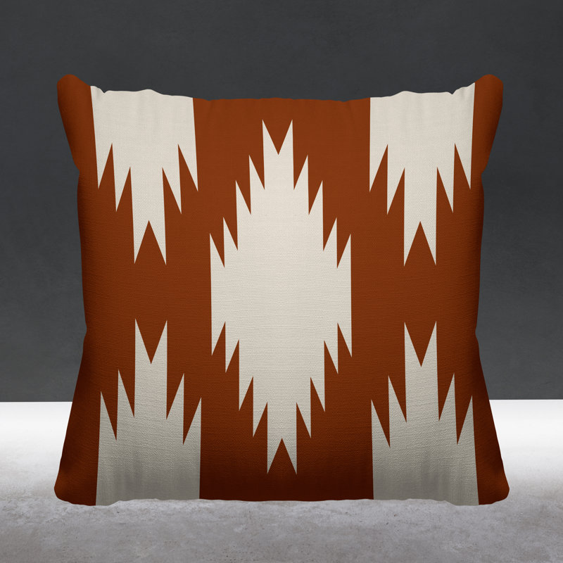 Coussin intérieur / extérieur Yuma Southwestern, L 19 po x H 19 po, Orange brûlé