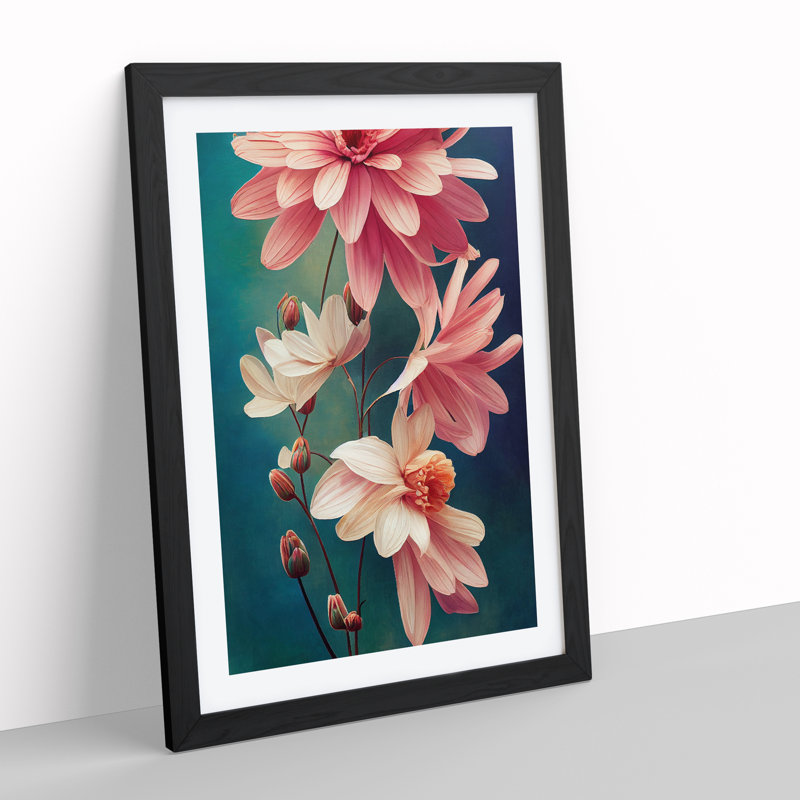 XV1022-3418X Peaceful Flower Scene - Print, Black Framed, 36cm H x 27cm W