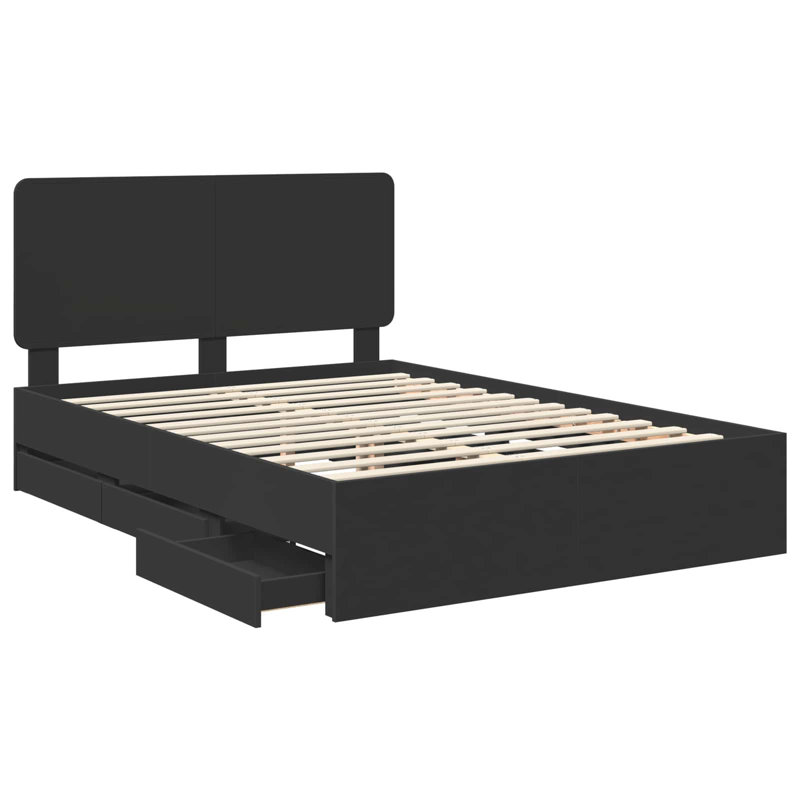 Bed, Black, European Kingsize (160 x 200 cm)