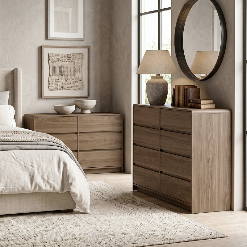 Rishel Modern 2 Pieces Bedroom Set, 2 Pcs: Dresser 6, Dresser 8