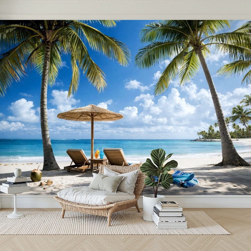 Papier peint adhésif auto-adhésif moderne pour la chambre à coucher Saona Island Beach Coastal P 96 "x P 69"
