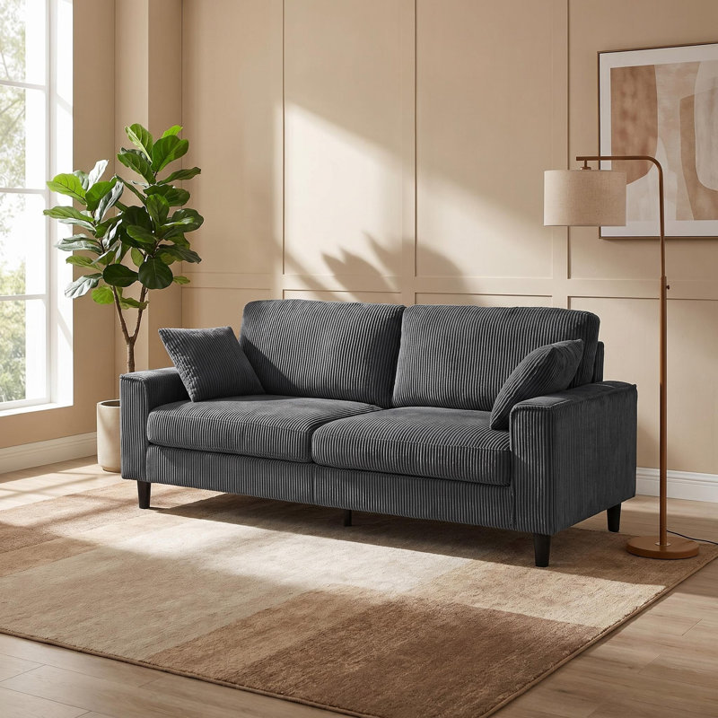 Canapé à accoudoirs carrés 81,8 po, Gris