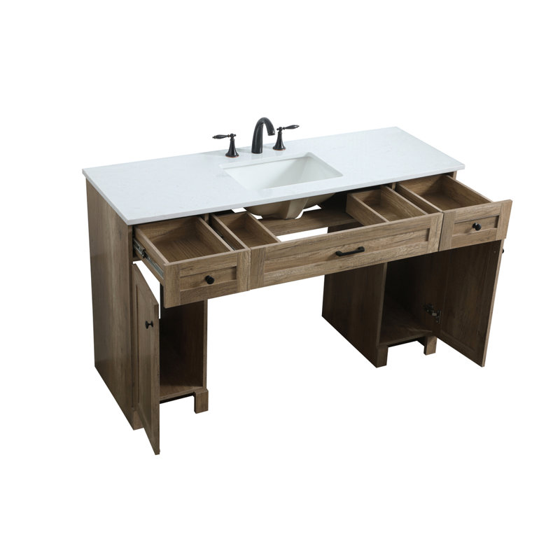 Cooper 54'' Single Bathroom Vanity with Engineered Marble Top, Natural Oak