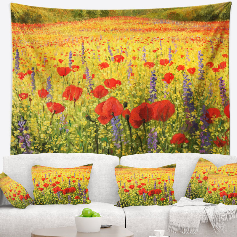 Tapisserie mer de fleurs, H 68 po x l 80 po