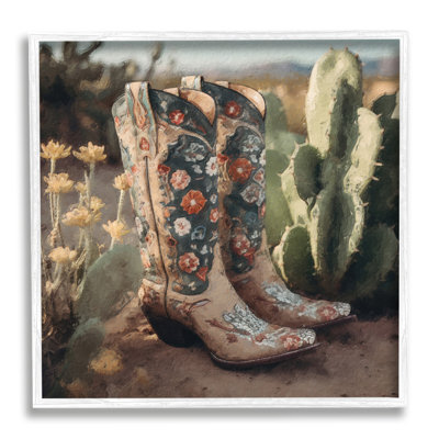 Cowboy bottes, paysage sur toile, impression