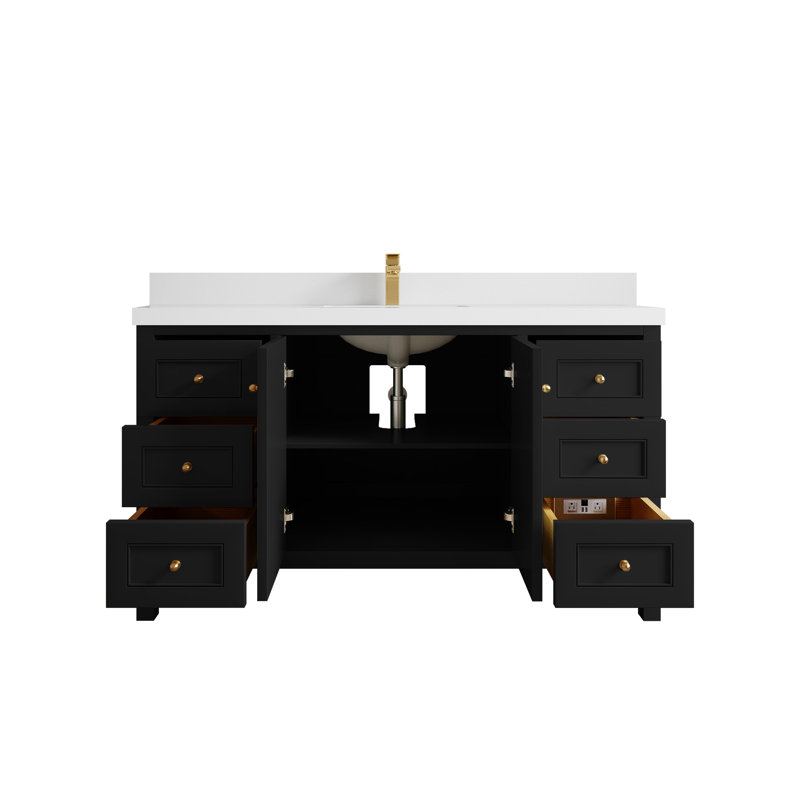 Nashville X P 22 po De salle de bain Quartz gris Piatra, Noir, Blanc