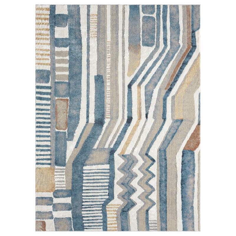 Vista Contemporary Abstract Indoor Machine Washable Area Rug, Rectangle 5'3" x 7'