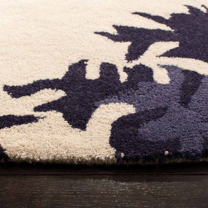 Tapis floral en laine et viscose touffeté à la main Avayah Soho, Rectangle 7 pi 6 po x 9 pi 6 po