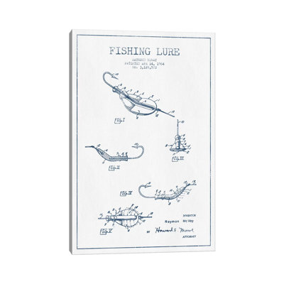 Raymond Mcvay Fishing Lure Patent Sketch (Ink) II by Aged Pixel - Wrapped Canvas Print