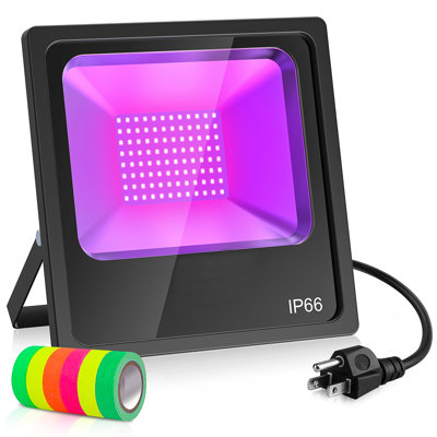 Led Uv Black Light 150w Led Blacklight With 10ft Cord & Us Plug, Ultraviolet Floodlight With Glow Tape Stage Lighting For Halloween Grow Party, Dj Disco