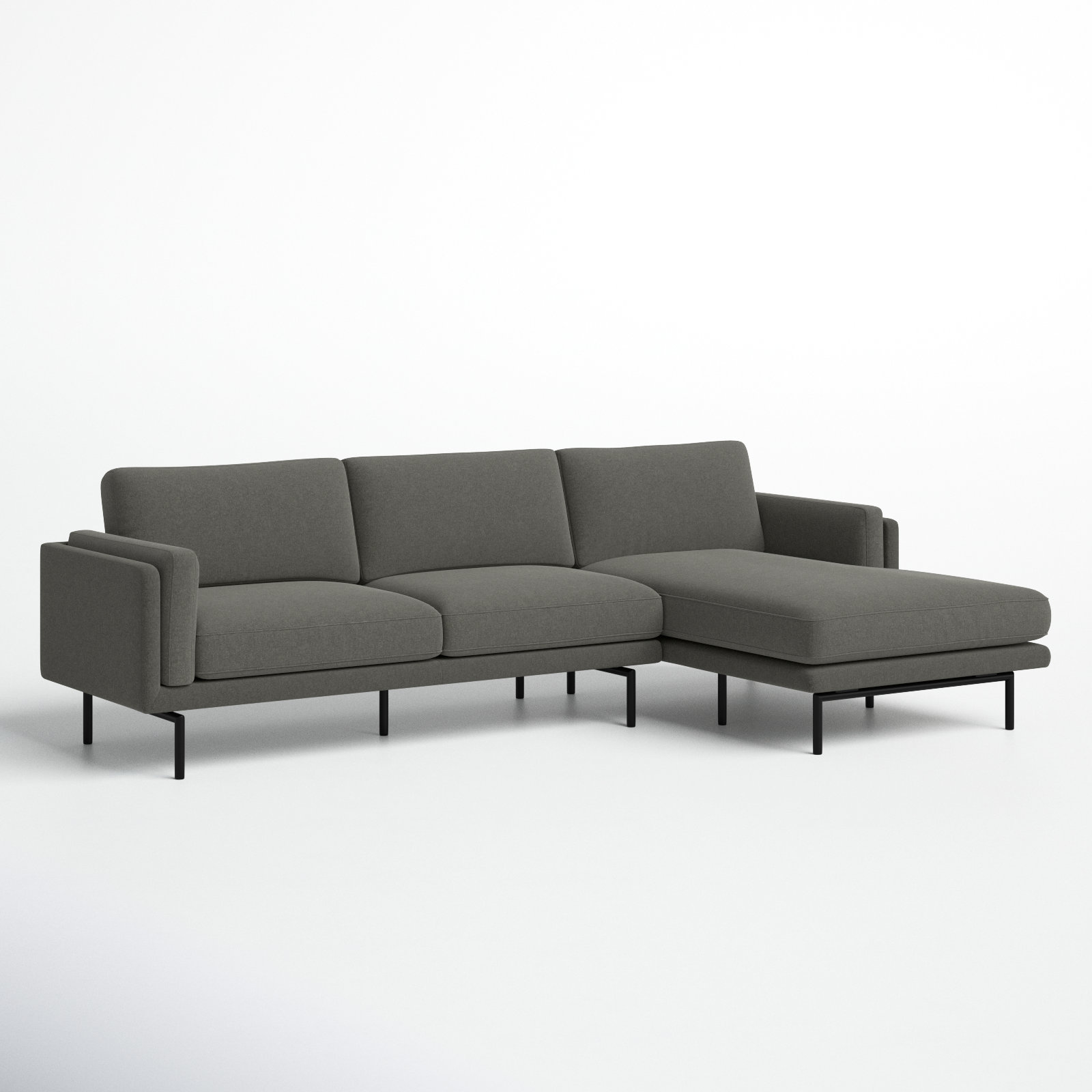 Elenora Upholstered Chaise L-Sectional, Charcoal Performance
