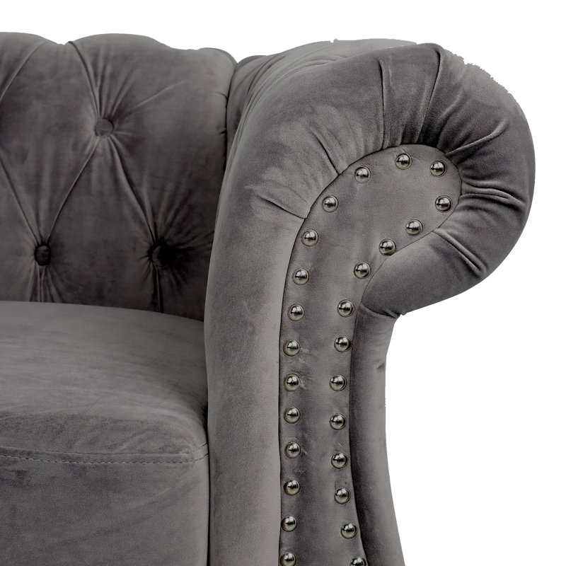 Canapé rembourré 83,85 po Adedapo, Velours gris