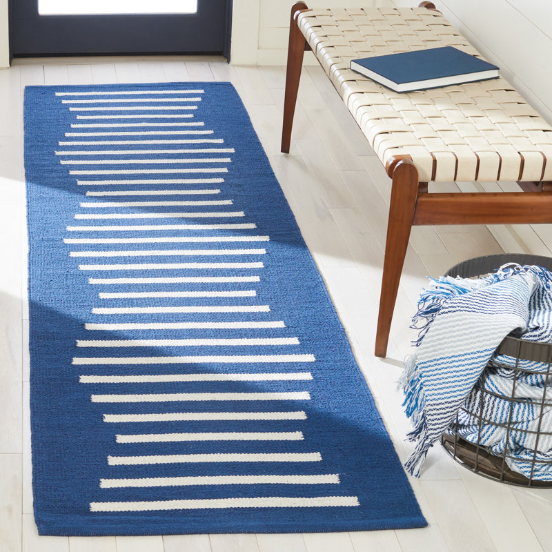 Estyn Hand Woven Cotton Striped Rug, Runner 2'3" x 8'