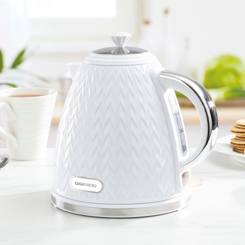 Daewoo Argyle 1.7L Plastic Electric Tea Kettle, White