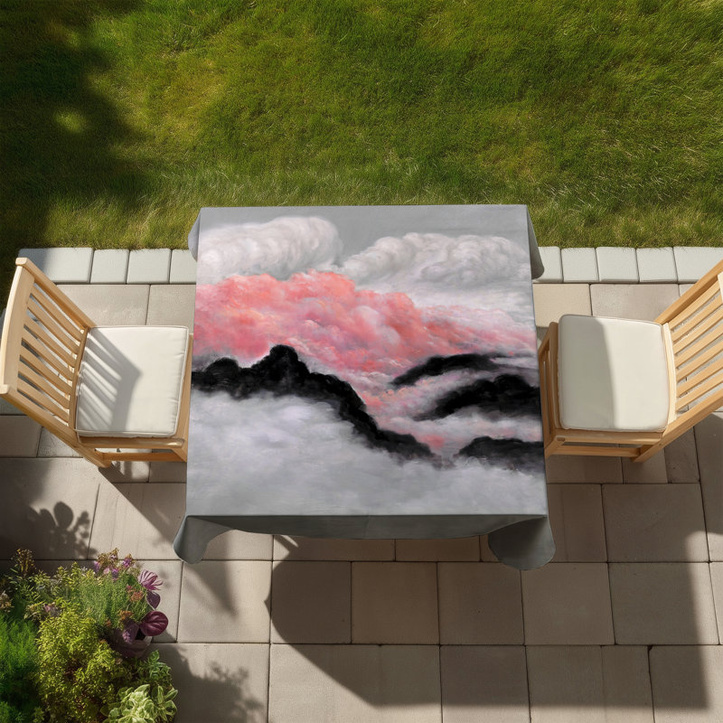 Gray and Pink Clouds Tablecloth | Mountains Contemporary Decor