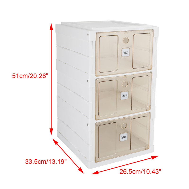3 Pair Stackable Shoe Storage Cabinet