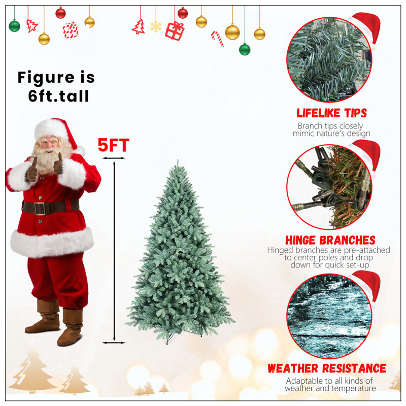 Arbre de Noël en PE / PVC - 3268 pointes, branches articulées, aspect naturel, support en métal stable, décoration des Fêtes facile à assembler