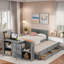 Lit plateforme simple en bois avec lit gigogne et rangement-106844953