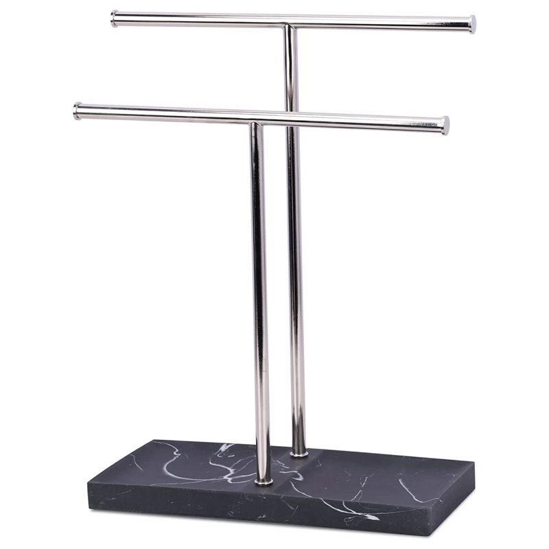 Porte-serviettes Double T, Noir / argent