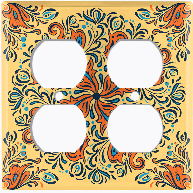 Élégante plaque murale à 2 prises pour carrelage orange et bleu orange