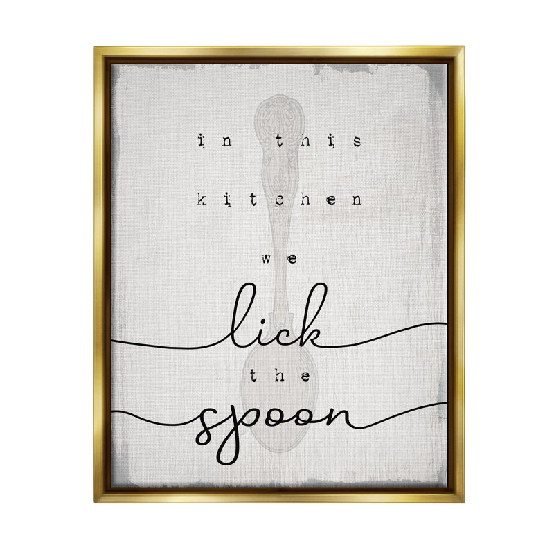 «Lick The Spoon Fun Bake Calligraphy», art textuel sur toile par Daphne Polselli, H 21 po x l 17 po x P 1,7 po