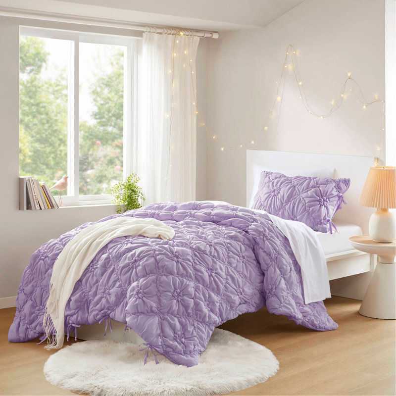 Ensemble d'édredon pour lit simple 2 pièces, Mauve
