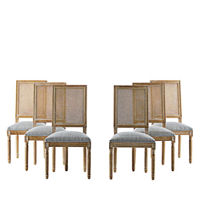 Chaise d'appoint en bois avec sièges rembourrés (ensemble de 6)