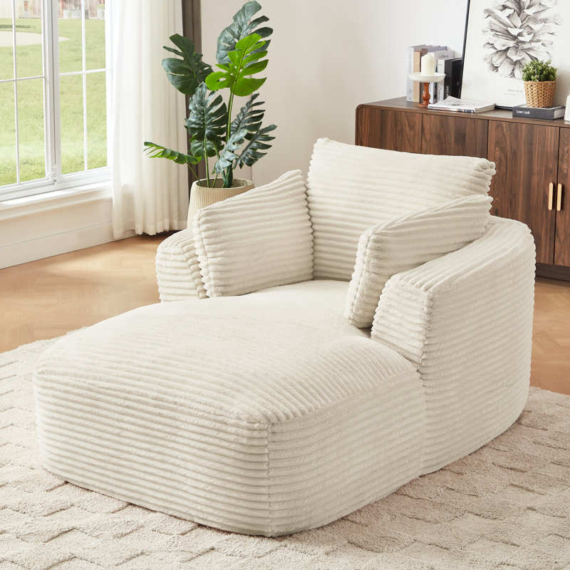Méridienne moderne en velours côtelé, utilisation instantanée, ensemble de ressorts pour le soutien, sans assemblage, chaise longue de 34,8 po de hauteur, canapé-lit confortable avec ensemble, détente idéale dans un appartement,