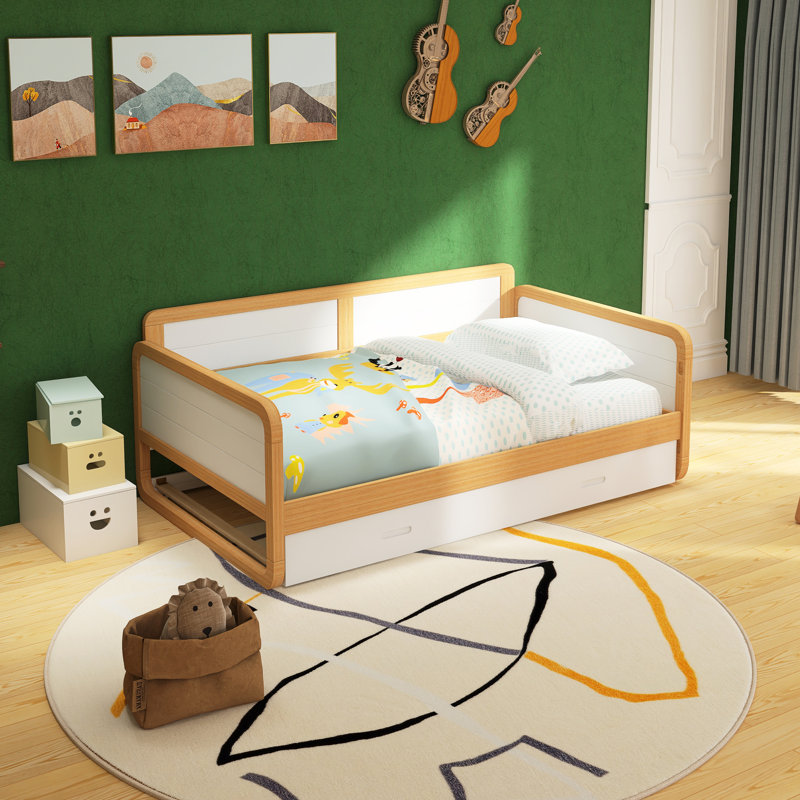 Lit de jour simple en bois massif avec lit gigogne pour enfants, adolescents et adultes